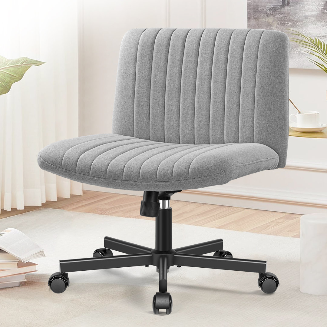 Wheeled Wide Seat Leisure Office Chair KERDOM Upholstery Color: Light Gray