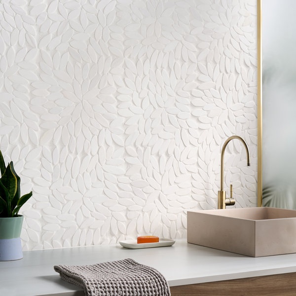Picturesque Flower 11.81 in. x 11.81 in. Honed Marble Floor and Wall Tile (0.96 Sq. Ft. / Sheet)