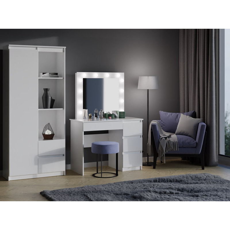 Byson Dressing Table with Mirror, White
