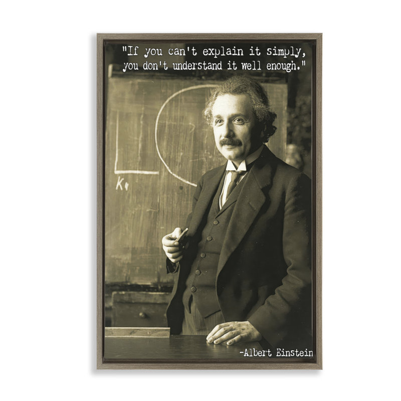 «Inspiring Einstein», citation encadrée sur toile flottante par Graffi * Tee Studios, H 31 po x l 21 po