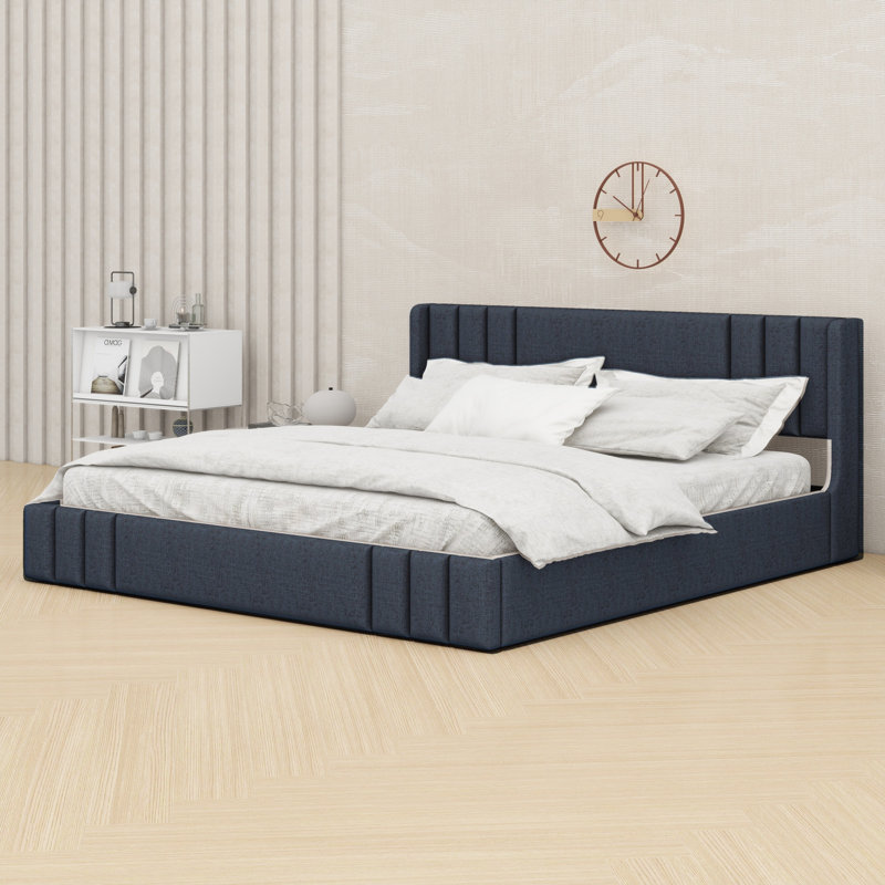 Base de lit tapissier avec tête de lit Minimalist, King, Gris