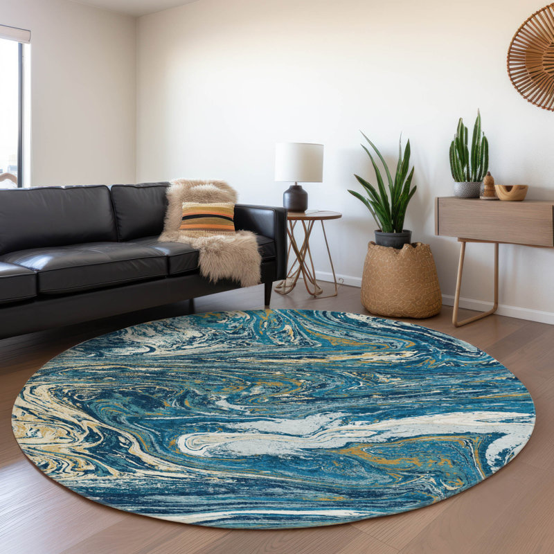 Premium Machine Washable Cossette AMF1061 Abstract Rug, Round 8'