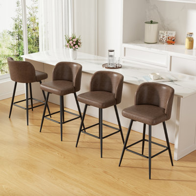 Modern Swivel Upholstered Counter Stool with Durable Metal Frame