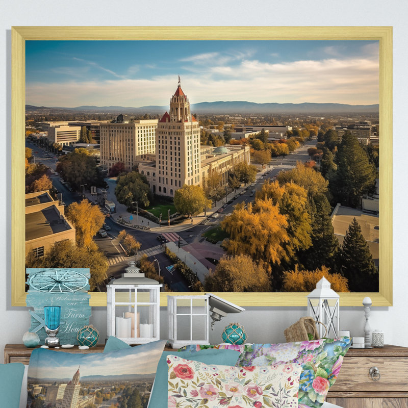 California Beauty Cityscape, impression sur toile, H 12 po x l 20 po x P 1 po, Encadrement doré