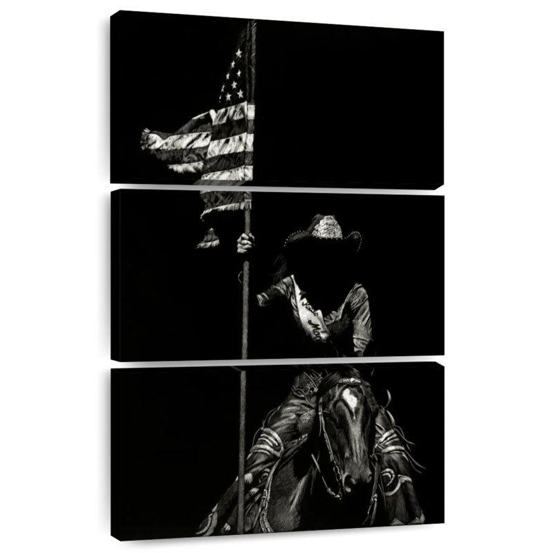 Lelar Scratchboard Rodeo VI, 32" H x 20" W