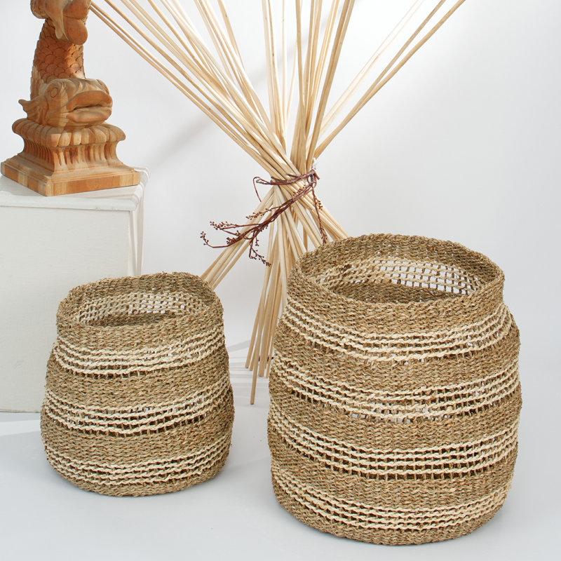 Hand Woven Wicker Metal General Basket Set