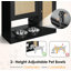 Station d'alimentation pour animaux noire rétro avec portes en rotin | Bols pour chien surélevés, rangement escamotable et conception anti-basculement