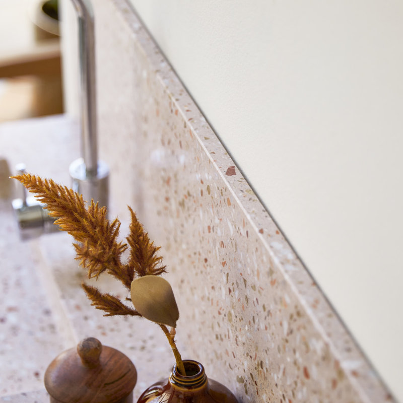 Ava Premium Terrazzo Bathroom Vanity Top, 120 cm x 25 cm, Pink