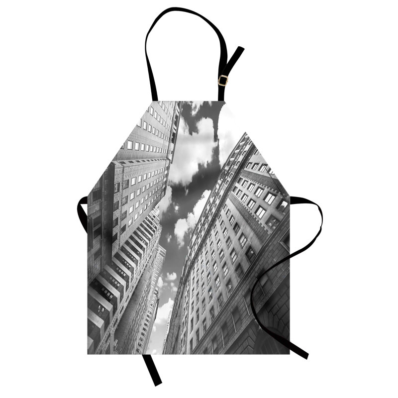 Tablier East Urban Home noir et blanc unisexe, ciel à Manhattan, taille adulte, noir et blanc