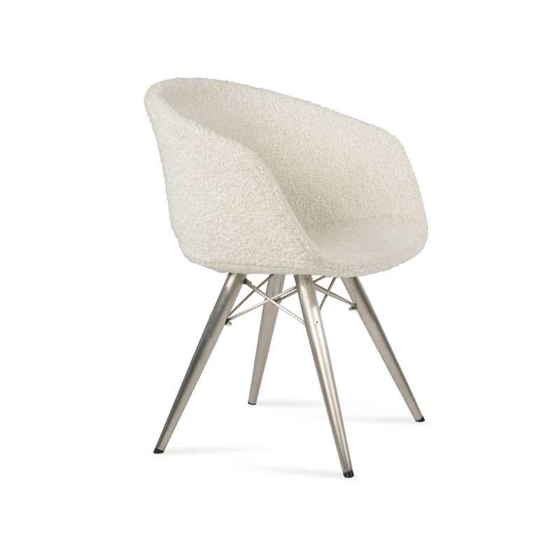 Fauteuil Tribeca, Laine blanc cassé, Acier inoxydable