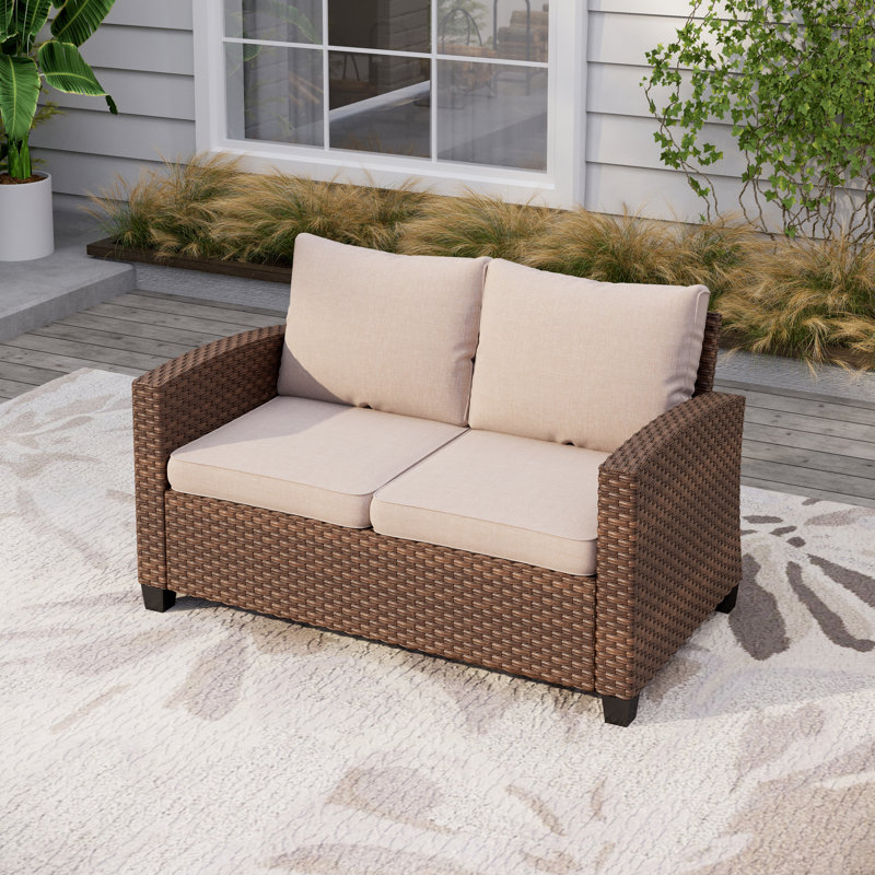 126cm Wide Straight Loveseat with Cushions, Beige