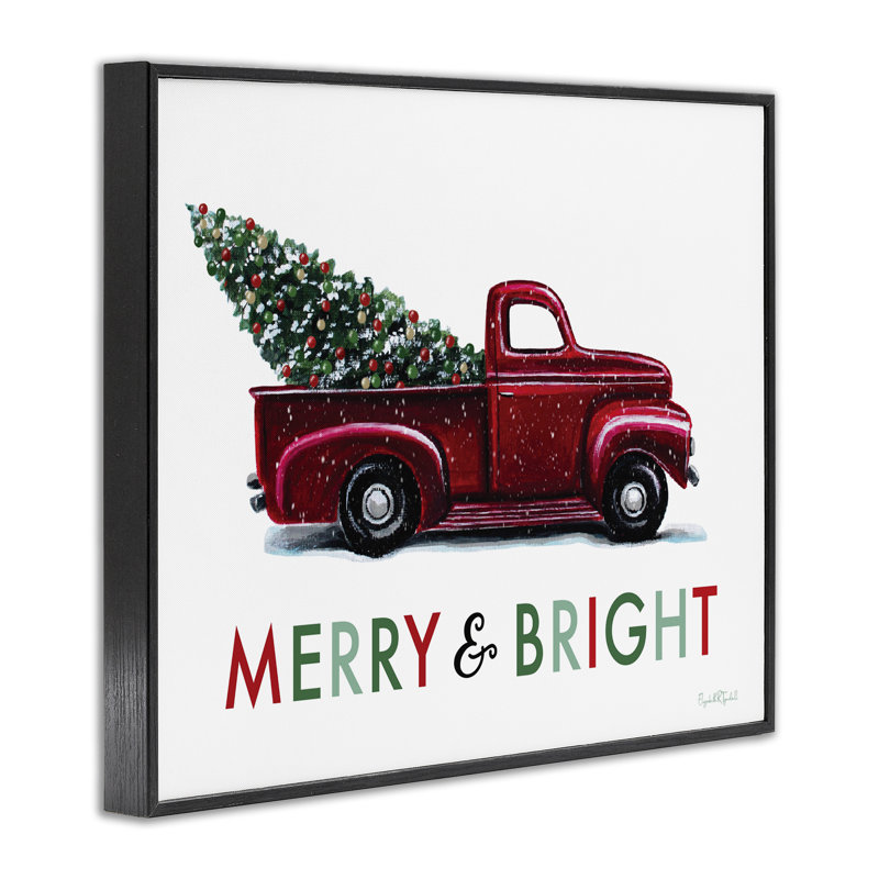 «Merry Bright Christmas», estampe numérique par Elizabeth Tyndall, H 11 po x l 14 po, Giclée encadrée noir minuit