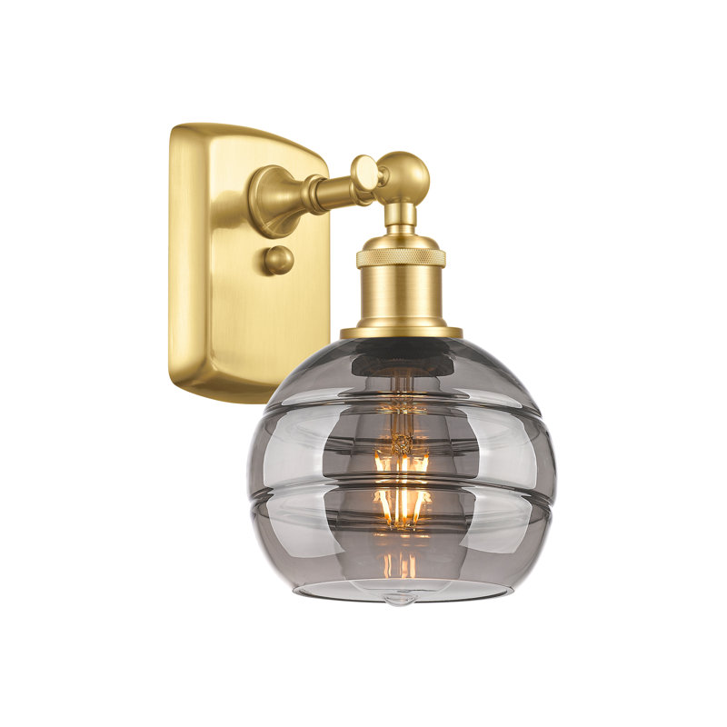 Applique murale 1 lumière Ballston Bienes, H 8,88 po x l 5,88 po x P 7,06 po, Gris fumée clair, Or satiné