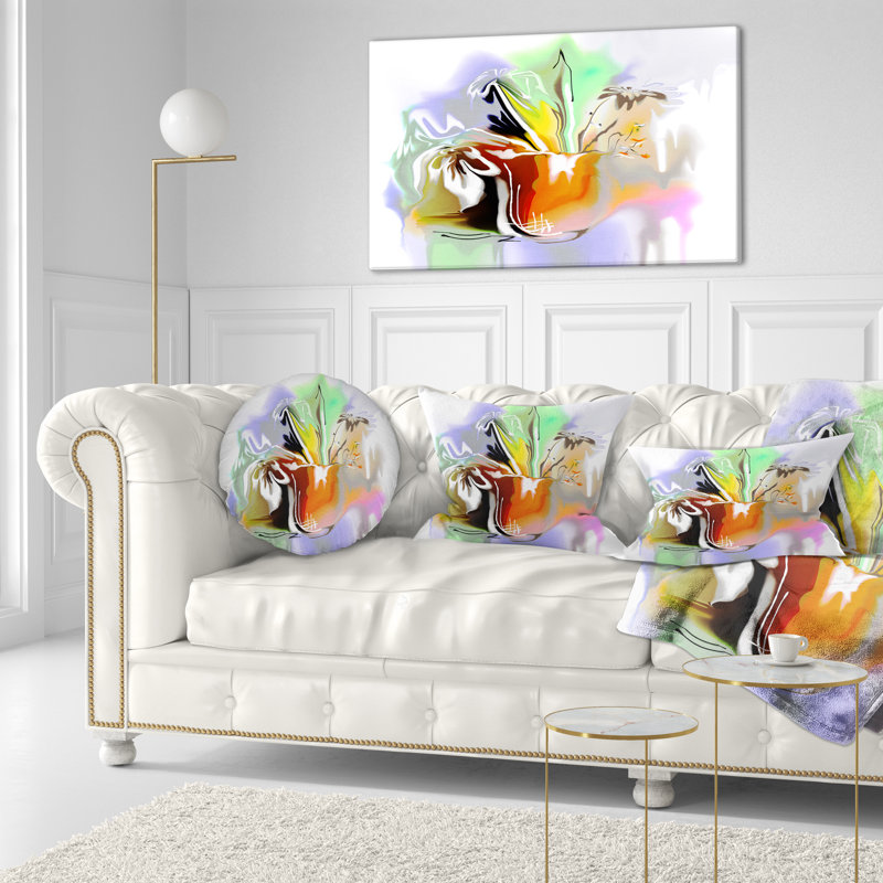 Coussin décoratif floral bouquet de fleurs abstraites