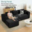 Canapé modulaire à compression en L 108 po pour appartement, tissu modulaire en velours côtelé avec assise profonde et sans assemblage (noir)-565454395-565539993