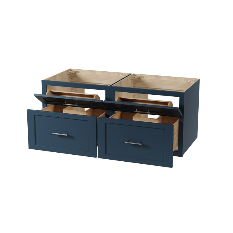 Ensemble de meuble-lavabo mural flottant double 48 po Disar, Bleu