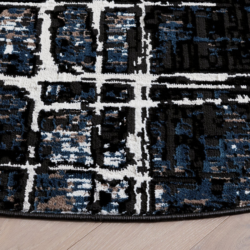 Mila 292 Performance Abstract Rug, Round 6'7"