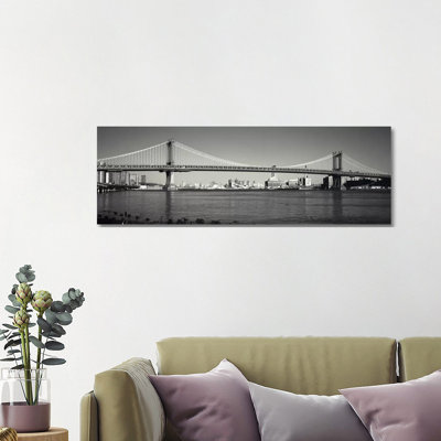 Manhattan Bridge Across The East River, New York City, New York State, USA - Wrapped Canvas Panoramic Print