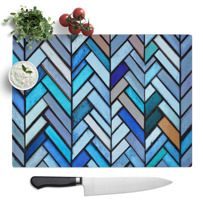 Herringbone Pattern Vol.1  Glass Chopping Board