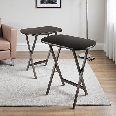 The Elara Oversized Two-Piece Snack Table Set features a Dark Brown, 23.42'' L X 15.47'' D