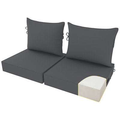 22 x 24 In Patio Furniture Cushions set of 2, Fade Resistant Outdoor Seat Cushions witj 4 pairs of Ties, Deep Seat Cushion for Seat Patio Chairs, Rattan Furniture, Wicker Seating, outdoor Adirondack Chair,Lake Blue