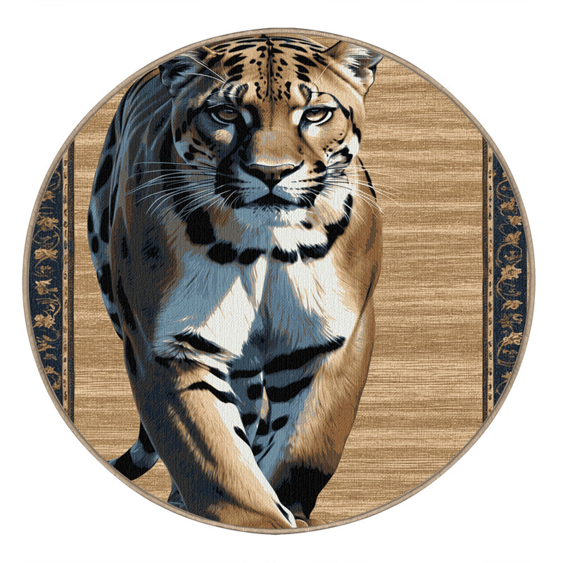  Washable Florida Panther Big Cats Area Rug, Rond 5 pi