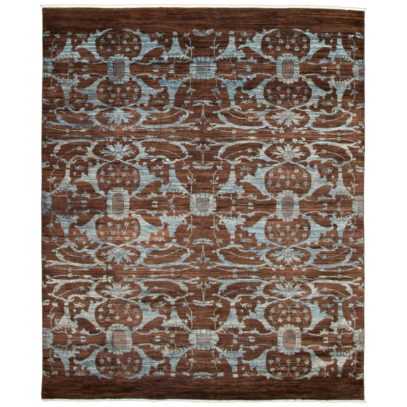 One-of-a-Kind 8'2" X 9'9" New Age Wool Area Rug in Blue/Dark Brown