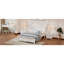 Structure de lit double en bois pleine grandeur, lit plateforme de style rétro avec support en lattes de bois, blanc-30780755-30780752