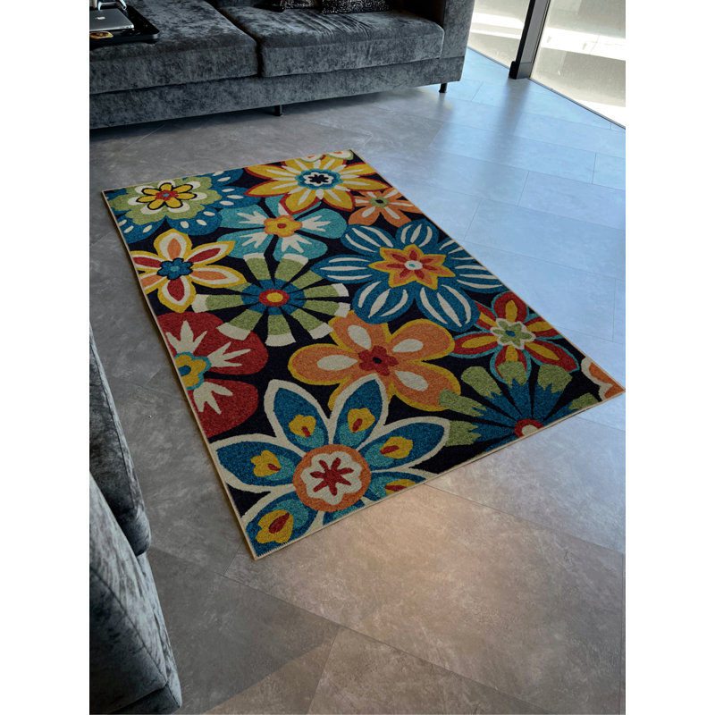 Tapis décoratif moderne multicolore à motif floral, Tapis de couloir 2 pi 8 po x 6 pi 7 po