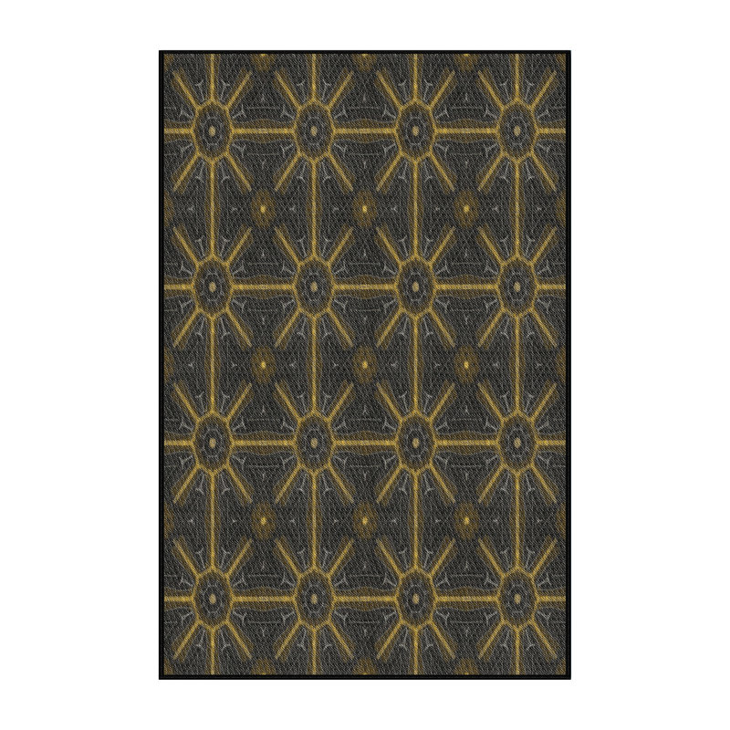 Tapis jaune/noir à motifs, Rectangle 2 pi x 4 pi