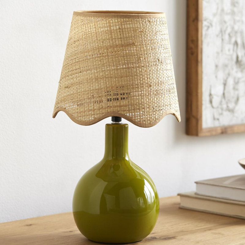 Lampe de table Canvey Maura, Tanné, Vert, H 15 po x l 9 po x P 9 po