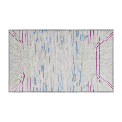 Machine Washable Grey Area Rug