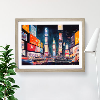 Times Square New York Watercolour Vol.4 - Single Picture Frame Print