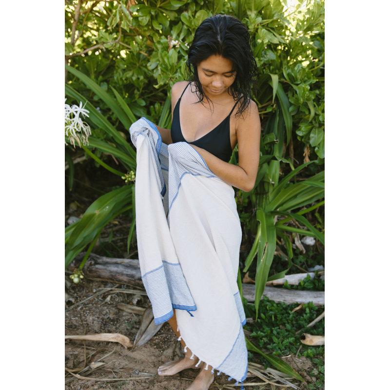 Serviette Kendal ivoire / bleu
