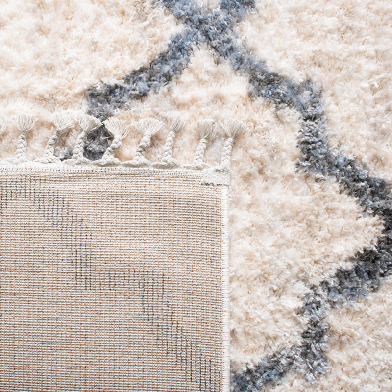 Calynn Fringe Shag Performance Geometric Rug, Square 6'7"