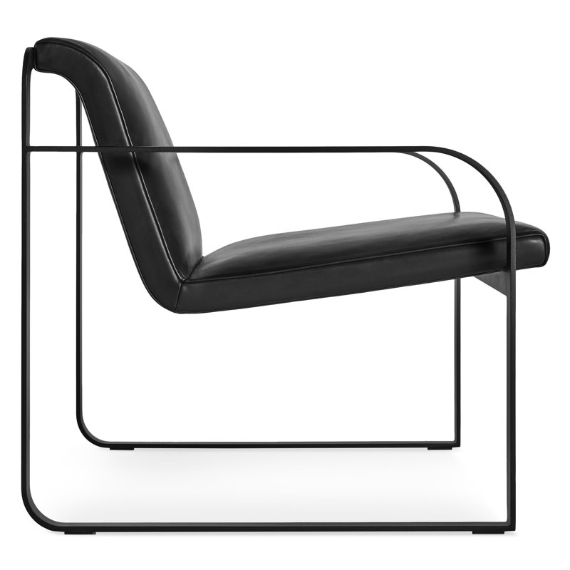 Skald Lounge Chair, Onyx Genuine Leather, Matte Black