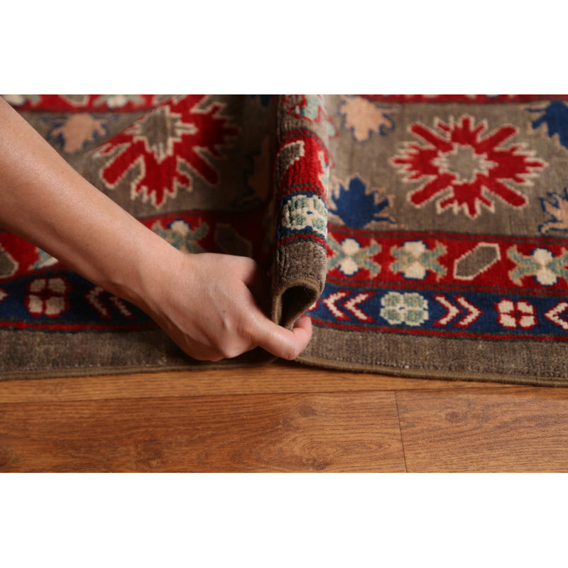 Tapis brun / bleu / beige en laine noué à la main de conception unique 9 pi 10 po x 13 pi 1 po New Age