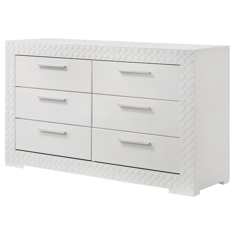 Commode 6 tiroirs Leigh, Blanc