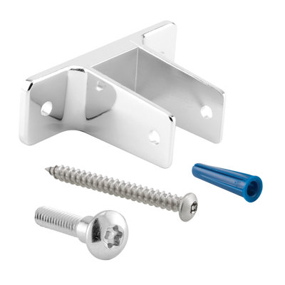 2-Ear Pilaster Bracket, For 1-1/4 In. Panels, Zinc Alloy, Chrome Plate