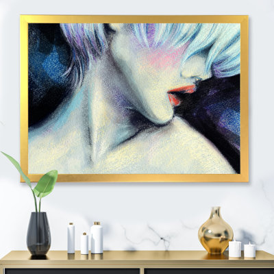 Blue Blue Modern Portrait - Glam, reproduction d'art sur toile