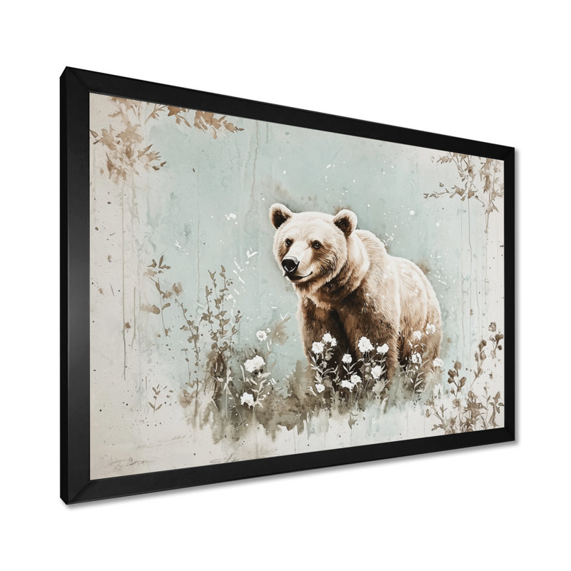 «Brown Bear In Forest II», reproduction d'art ours, Reproduction encadrée d'une seule photo sans pass, H 34 po x l 44 po