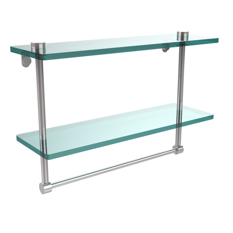 Gober 2 Piece Tiered Shelf with Towel Bar, 16", Polished Chrome