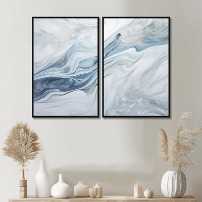 Gris et bleu, charme de glacier, art liquide - paysages, glacier, art mural 2 panneaux