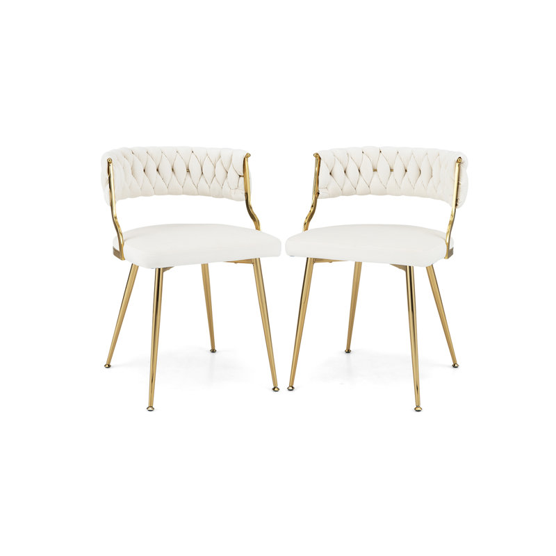 Atascadero 49cm H Tufted Velvet Upholstered Upholstered Back Side Chair, White