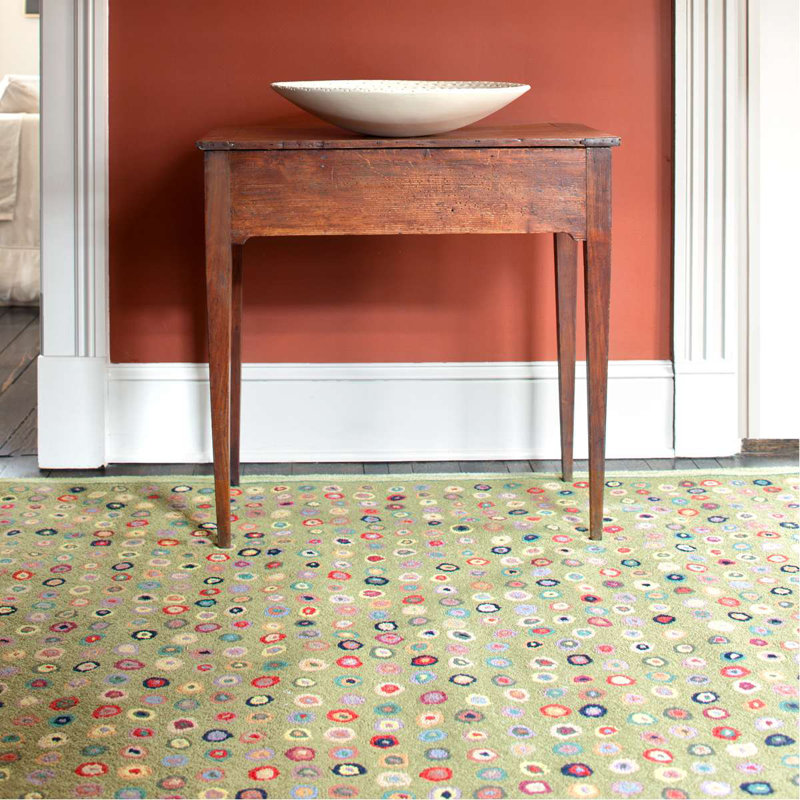 Cat'S Paw Sage Hand Micro Hooked Wool Rug, Rectangle 9'6" x 13'6"