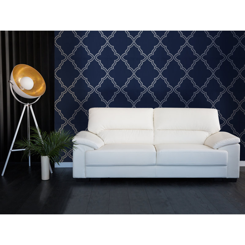 Milla 3 Seater Faux Leather Sofa, Cream