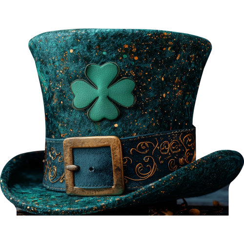 SP13276 Chapeau de lutin irlandais vert avec trèfle en carton