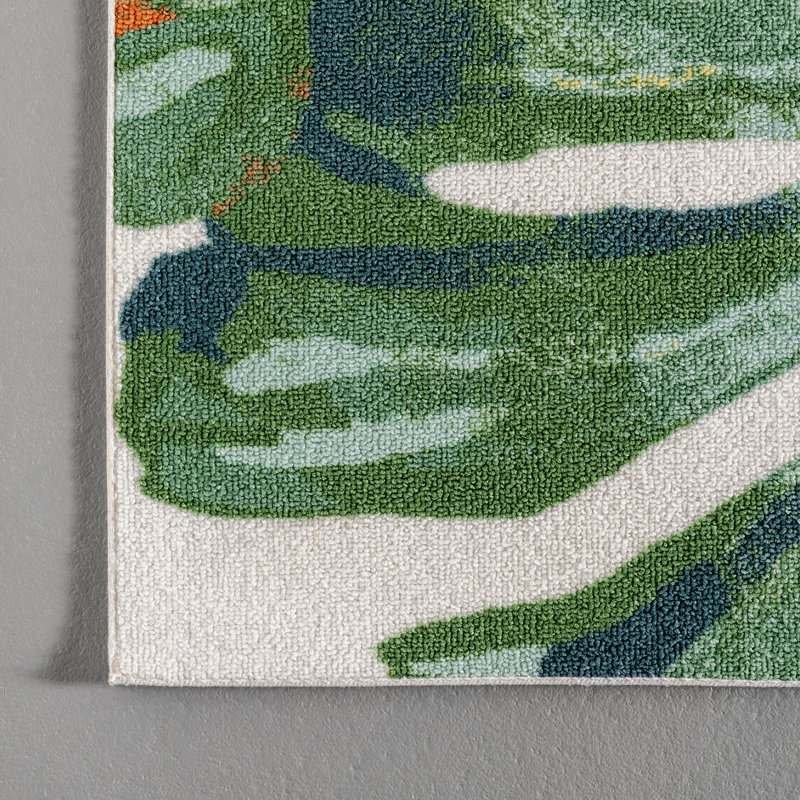 Pennsylvania Leaf Green/Orange Indoor/Outdoor Rug, Rectangle 5' x 8'