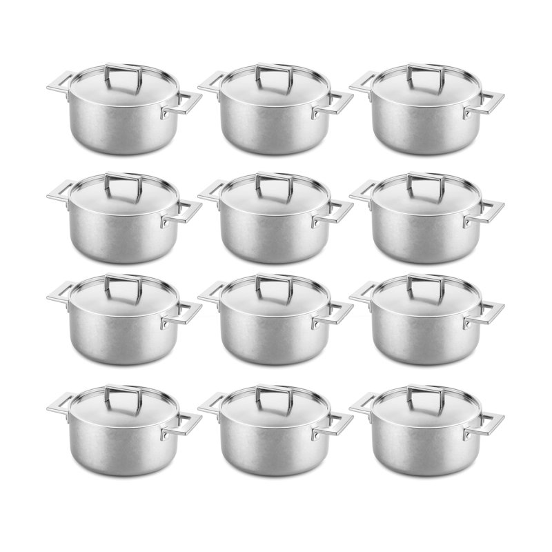 Attiva Peltro Casserole with Lid 7.87" - 12 Pieces - Pewter