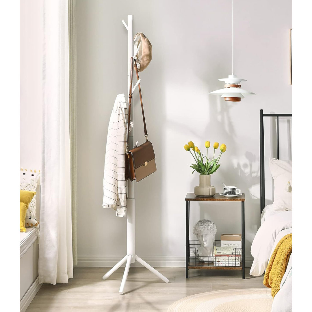 Wooden Adjustable Hall Tree Coat Racks with 8 Hooks